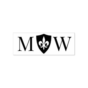 Tampon Auto-encreur Fleur de Lis #37 Couple Mariage 2 Monogramme Initi