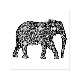Tampon Auto-encreur Fleur de mandala éléphant embelli