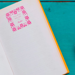 Tampon Auto-encreur Fleur Orientale Personnalisée Ce Livre Appartient 