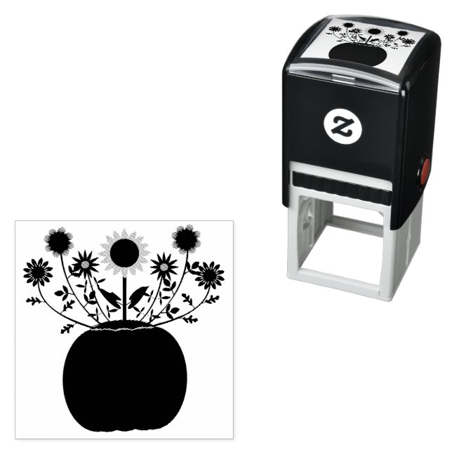 Tampon Auto-encreur Fleurs d'action de grâce en Citrouille (En situation)