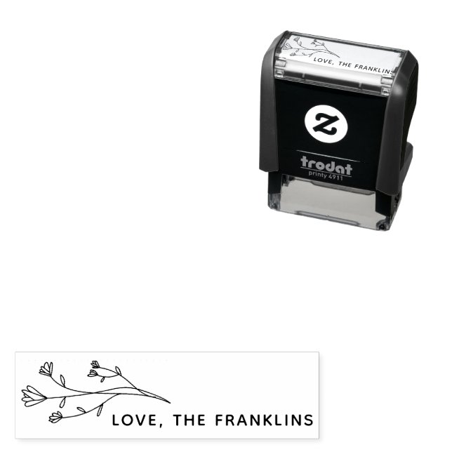 Tampon Auto-encreur Fleurs rustiques amour (En situation)