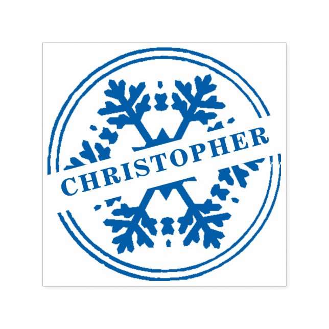 Tampon Auto-encreur Flocon de neige rustique et votre nom (Design)