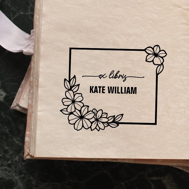 Tampon Auto-encreur Floral Wreath Custom ex libris (Créateur téléchargé)