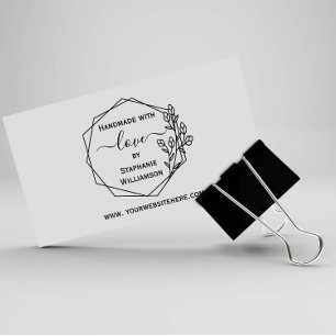 Tampon Auto-encreur Flore géométrique fait à la main avec amour+Nom+We