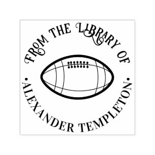 Tampon Auto-encreur Football Sports "From the Library of" Nom du livre