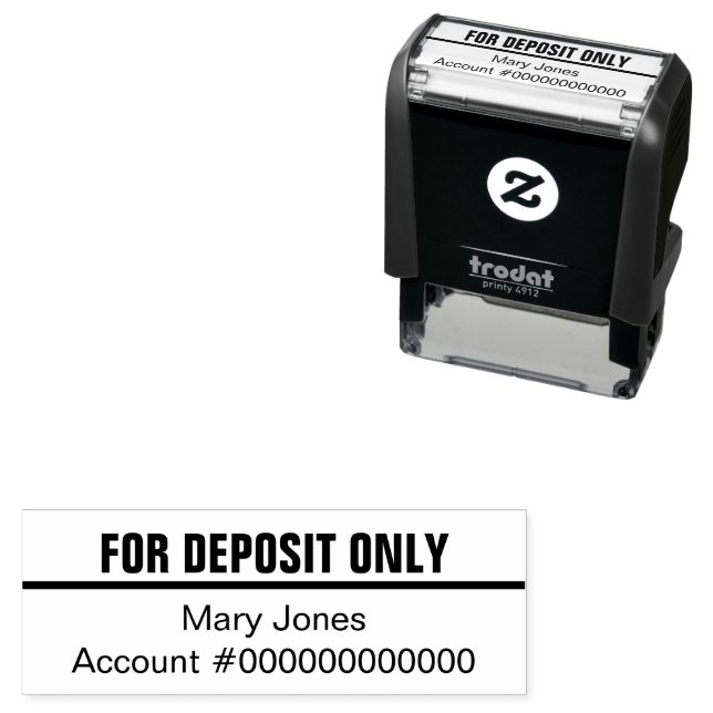 Tampon Auto-encreur For Deposit Only Name Bank Account Number (En situation)