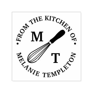 Tampon Auto-encreur Fouet de cuisine « De la cuisine de » Nom Monogram
