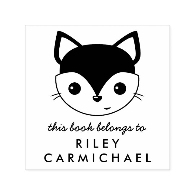 Tampon Auto-encreur Fox Ce Livre Appartient À Nom Personnalisé (Design)