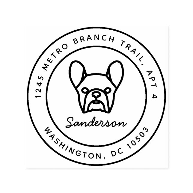 Tampon Auto-encreur Français Bulldog Retourner l'adresse Timbre auto-a (Design)