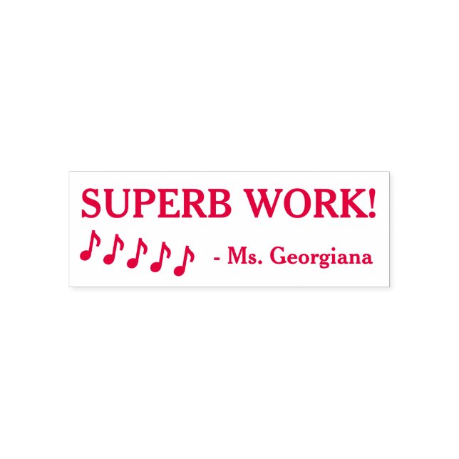 Tampon Auto-encreur Fun "SUPERB WORK !" + Nom de l'enseignant personna (Design)