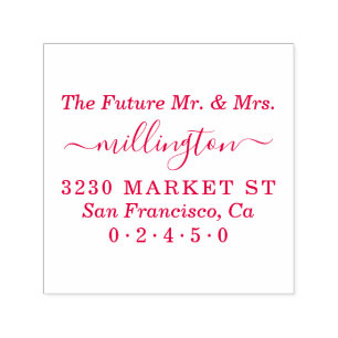 Tampon Auto-encreur Futur M. & Mme Script Mariage Adresse de retour