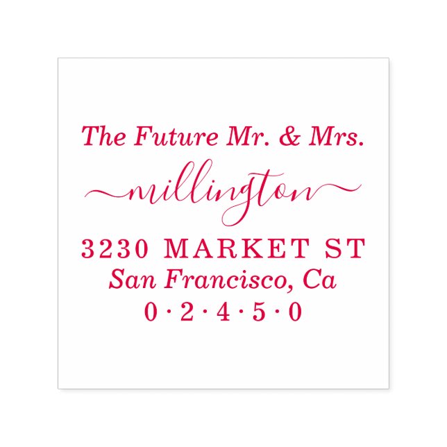 Tampon Auto-encreur Futur M. & Mme Script Mariage Adresse de retour (Design)