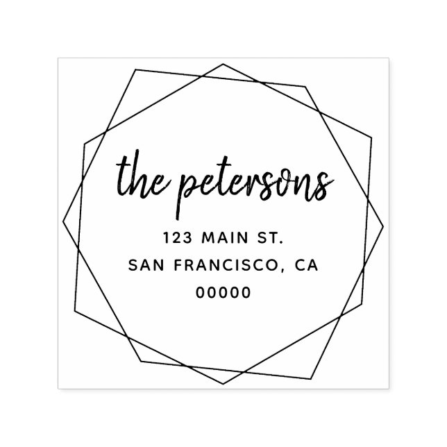 Tampon Auto-encreur Géométrique moderne écriture Nom de famille (Design)