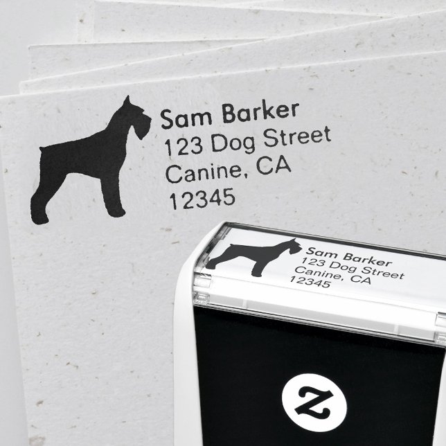 Tampon Auto-encreur Giant Schnauzer Silhouette Adresse de retour (Créateur téléchargé)
