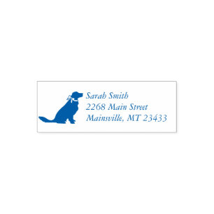 Tampon Auto-encreur Golden Retriever Baby shower chien bleu garçon