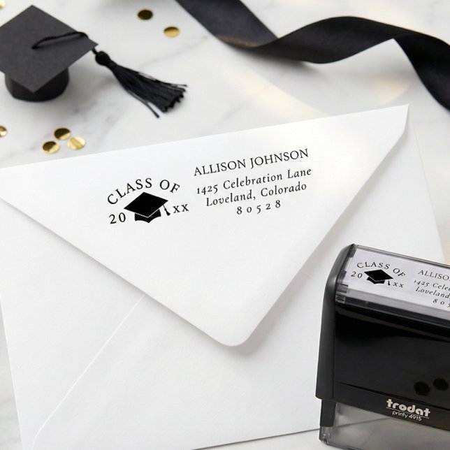 Tampon Auto-encreur Graduation Return Address (Créateur téléchargé)