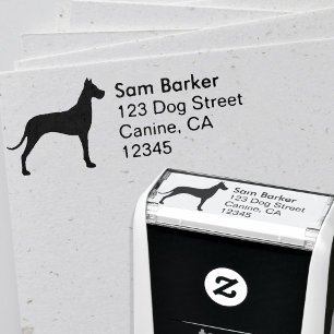 Tampon Auto-encreur Great Dane Breed Silhouette Adresse de retour