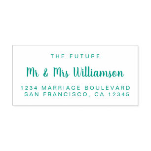 Tampon Auto-encreur Green Script Future M. Mme Mariage Adresse de reto