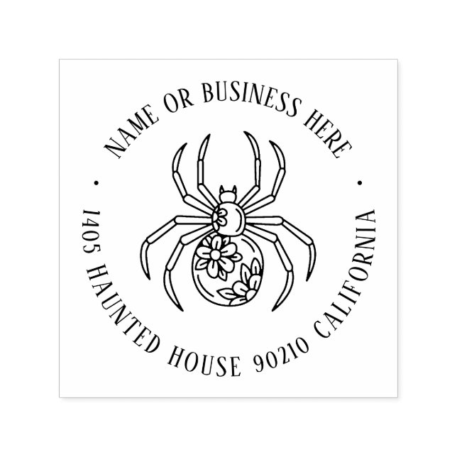 Tampon Auto-encreur Halloween Déplaisant Spider Nom personnalisé Adres (Design)