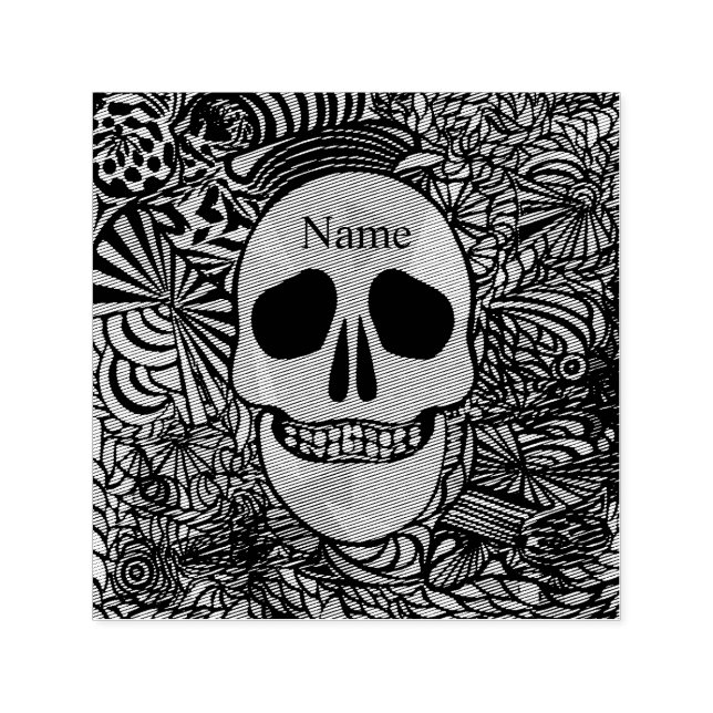 Tampon Auto-encreur Halloween Hippie Skull Thunder_cove (Design)