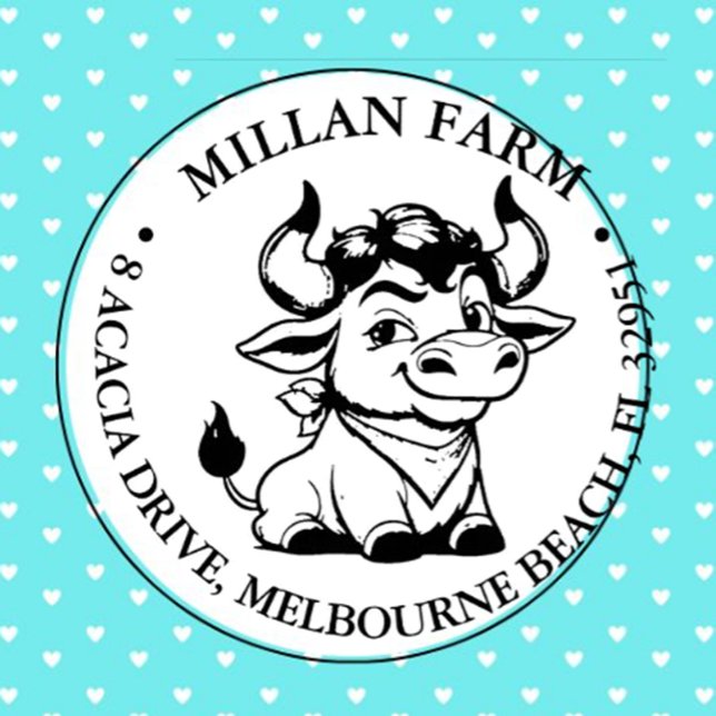 Tampon Auto-encreur Happy Angus Bull thème (Express personality and spread smiles with every impression)