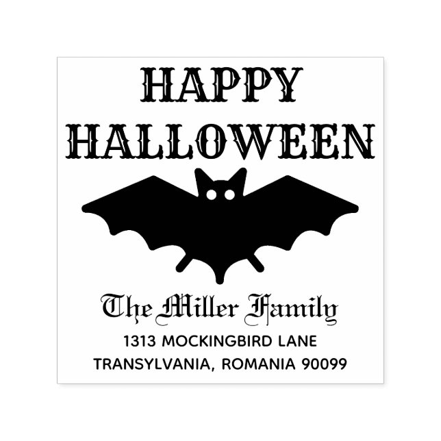 Tampon Auto-encreur Happy Halloween Mansion Horreur Adresse de retour (Design)