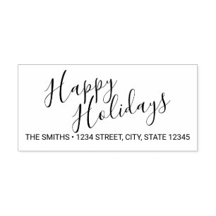 Tampon Auto-encreur 'Happy Holidays' Modern Holiday Adresse de retour