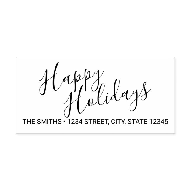 Tampon Auto-encreur 'Happy Holidays' Modern Holiday Adresse de retour (Design)