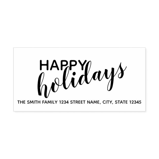 Tampon Auto-encreur 'Happy Holidays' Modern Holiday Adresse de retour (Design)