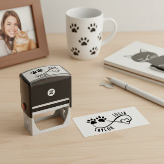 Tampon Auto-encreur Heart and Paws Name Stamp for a Dog Lover