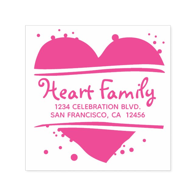Tampon Auto-encreur Heureux Coeur rose ami Adresse de retour (Design)