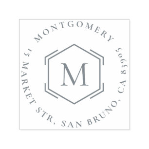 Tampon Auto-encreur Hexagone Nom de famille initial - Adresse de ret