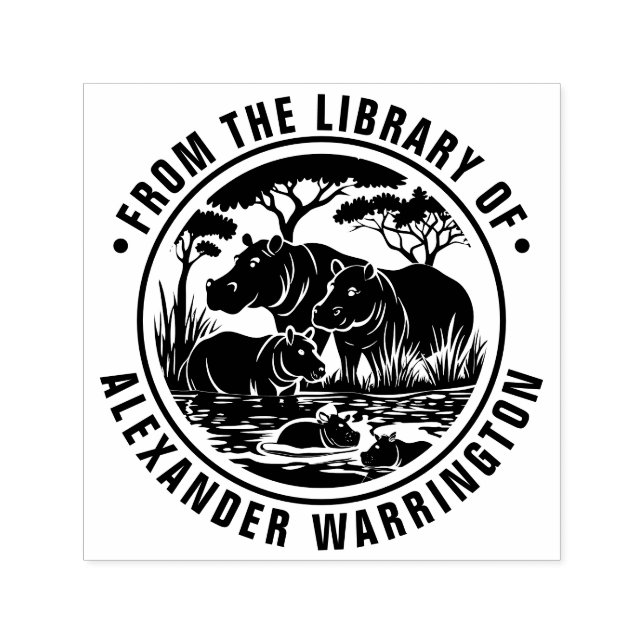 Tampon Auto-encreur Hippopotames Hippopotames par la bibliothèque de l (Design)