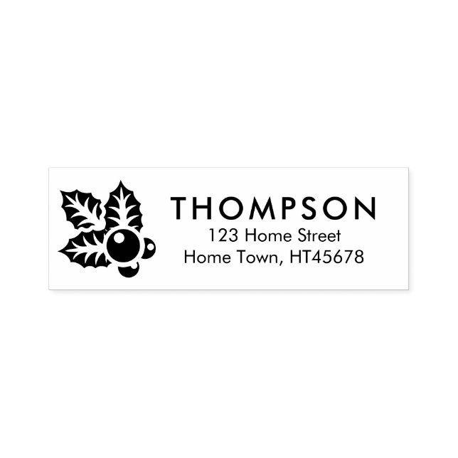 Tampon Auto-encreur Holiday Holly Adresse de retour (Design)