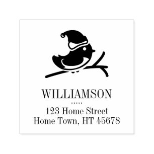 Tampon Auto-encreur Holiday Robin Carré Adresse de retour