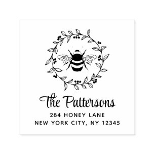 Tampon Auto-encreur Honey Bee Professional Adresse de retour personnel