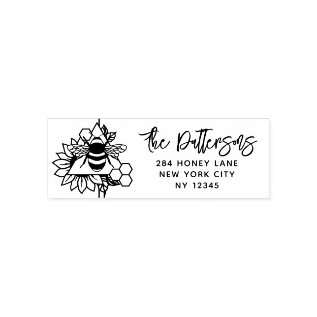 Tampon Auto-encreur Honey Bee Professional Adresse de retour personnel (Design)