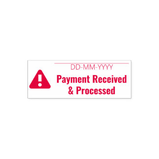 Tampon Auto-encreur Icône "Paiement reçu et traité" et alerte