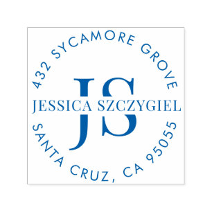 Tampon Auto-encreur Initiales monographiques personnalisées Nom comple