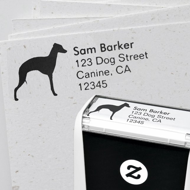 Tampon Auto-encreur Italienne Greyhound Silhouette Iggy Adresse de ret (Créateur téléchargé)