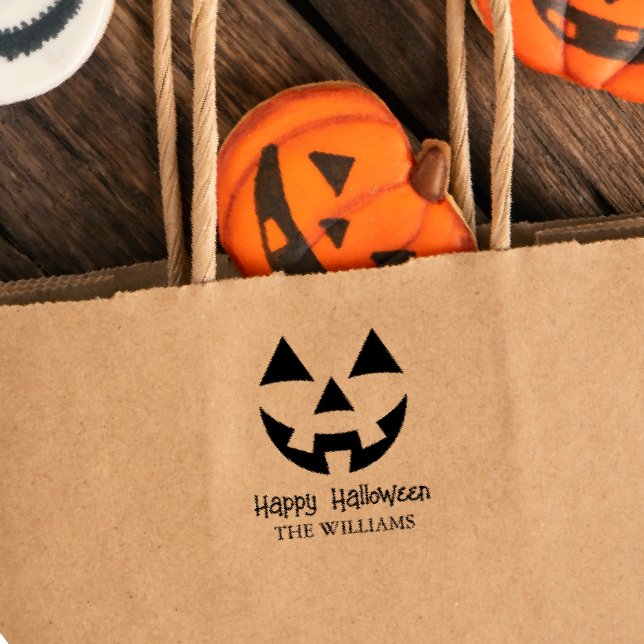 TAMPON AUTO-ENCREUR  JACK-O'-LANTERN HAPPY HALLOWEEN FAMILLE NOM (Créateur téléchargé)