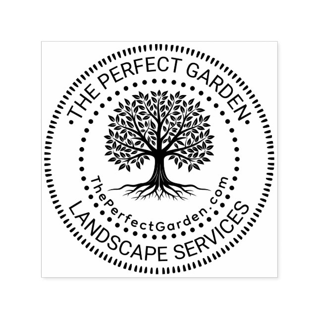 Tampon Auto-encreur Jardinage Landscaping Services Nom Initiales URL (Design)