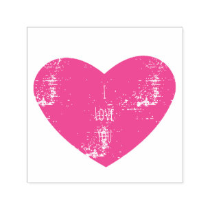 Tampon Auto-encreur Je t'aime coeur rose personnalisé
