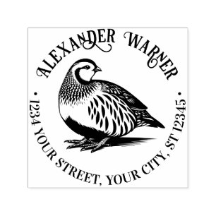 Tampon Auto-encreur Jeu de perdrix vintage Oiseau #2 Nom Adresse de re