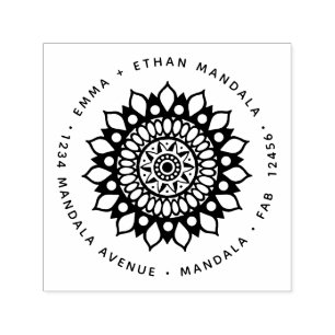 Tampon Auto-encreur Jolie florale ronde Mandala Universe Flower