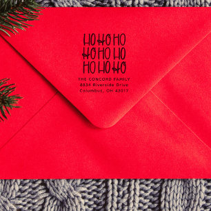 Tampon Auto-encreur Jolie ho ho ho ho l'adresse de retour de Noël