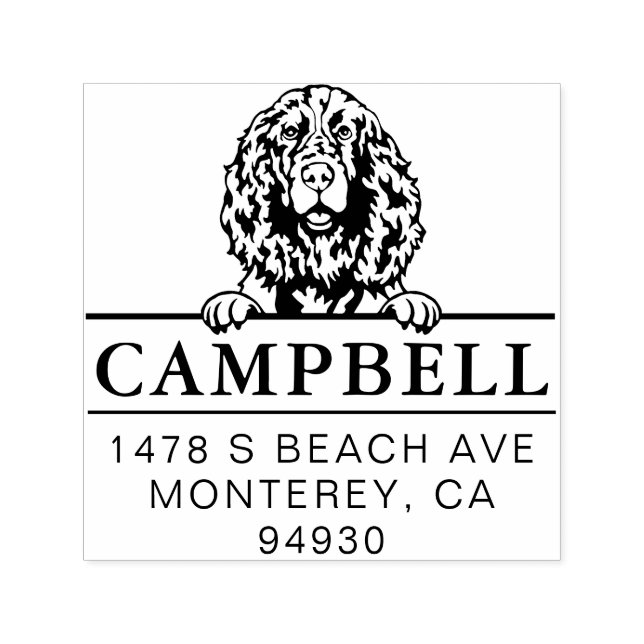 Tampon Auto-encreur Jote English Springer Espaniel Custom Dog Adresse (Design)