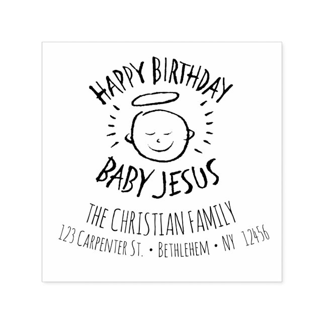 Tampon Auto-encreur Joyeux bébé Jésus - Noël religieux (Design)
