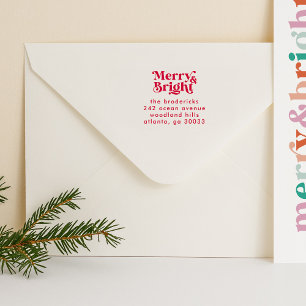 Tampon Auto-encreur Joyeux et brillant Noël Adresse de retour