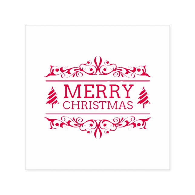 Tampon Auto-encreur Joyeux Noël Blanc Et Rouge (Design)